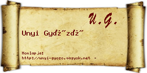 Unyi Győző névjegykártya